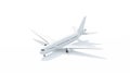 Blank white airplane mockup stand, side view isolated