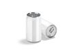 Blank white aluminum 330 ml soda can mockup, stand and lying