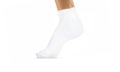 Blank white ancle socks tiptoe on leg mockup, profile view