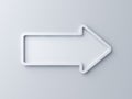 Blank white arrow sign on white wall background with shadow Royalty Free Stock Photo
