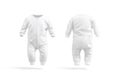 Blank white baby zip-up sleepsuit mockup, front and back view Royalty Free Stock Photo