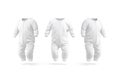 Blank white baby zip-up sleepsuit mockup, front and side view Royalty Free Stock Photo