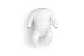 Blank white baby zip-up sleepsuit mockup lying, top view