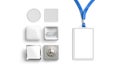 Blank white badge mockup, different types, isolated