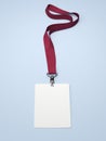 Blank white badge with neckband. 3d rendering Royalty Free Stock Photo