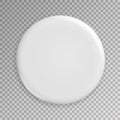 Blank White Badge Vector. Realistic Illustration. Clean Empty Pin Button Mock Up. .