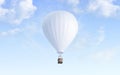 Blank white balloon with hot air mockup on sky background