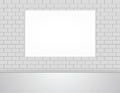 Blank white banner on brick wall. Royalty Free Stock Photo