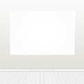 Blank white banner on grey wall. Royalty Free Stock Photo