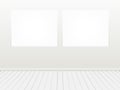 Blank white banner on grey wall. Royalty Free Stock Photo