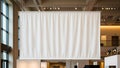 Blank White Banner Hanging in Modern Interior Royalty Free Stock Photo