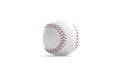 Blank white baseball ball with red seam mockup, half-turned view