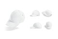 Blank white baseball cap mockup, different views