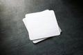 Blank white beer coaster stack mockup, top view