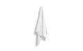 Blank white big towel hanging on hook mockup, front view