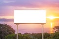 Blank white billboard for outdoor advertising at sunset ,ready for product display montage,advertisement