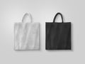 Blank white and black cotton eco bag design mockup