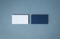 Blank white blue business cards in two stacks Royalty Free Stock Photo