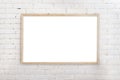 Blank white board with wood frame