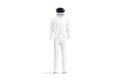 Blank white bomber, helmet, pants and sneakers mockup, isolated