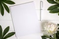 Blank white book, journal, wedding guestbook, notebook mockup.