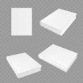 Blank White Book Mockup Hardcover Perspective View Set Vector Royalty Free Stock Photo