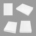 Blank White Book Mockup Hardcover Perspective View Set Vector Royalty Free Stock Photo