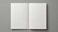 Blank white book open pages or brochure top-down isolated in grey background. Generative ai