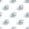 Blank white bowling ball mockup, seamless pattern