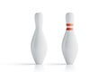 Blank white bowling skittles mockup, front view