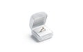 Blank white box with gold diamond ring stand mockup, isolated