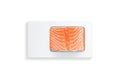 Blank white box pack with salmon mockup, isolated