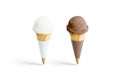 Blank white and brown ice cream cone mockup set, isolated Royalty Free Stock Photo