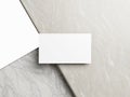 Blank white business card mockup on marble background 3d render illustration for mock up Royalty Free Stock Photo