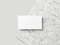 Blank white business card mockup on marble background 3d render illustration for mock up Royalty Free Stock Photo