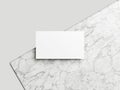 Blank white business card mockup on marble background 3d render illustration for mock up Royalty Free Stock Photo