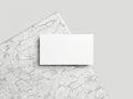 Blank white business card mockup on marble background 3d render illustration for mock up Royalty Free Stock Photo