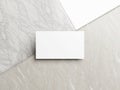 Blank white business card mockup on marble background 3d render illustration for mock up Royalty Free Stock Photo