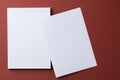 Blank white business cards on burgundy paper background Royalty Free Stock Photo