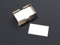 Blank white business cards with golden holder. 3d rendering Royalty Free Stock Photo