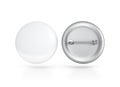 Blank white button badge mockup, front and back side, clipping path Royalty Free Stock Photo