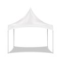 Blank white canopy tent realistic vector mock-up. Camping gazebo mockup. Outdoor summer event portable instant shelter template