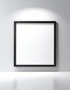 Blank White Canvas in Black Frame on White Wall Royalty Free Stock Photo