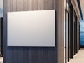 Blank white canvas on the dark wood wall. 3d rendering Royalty Free Stock Photo