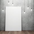 Blank white canvas with glowing light bulbs Royalty Free Stock Photo