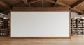 Blank White Canvas in Wood Frame in Library Setting Royalty Free Stock Photo