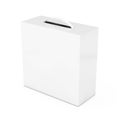 Blank White Cardboard Box Mockup with Plastic Handle. 3d Rendering Royalty Free Stock Photo