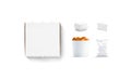 Blank white cardboard fast food packs set mockup