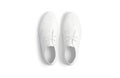 Blank white casual shoes mockup, top view