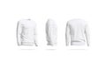 Blank white casual sweatshirt mock up, side and back view